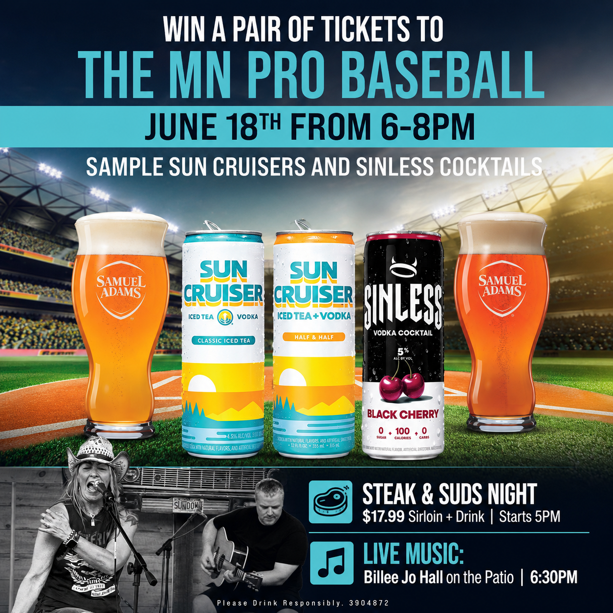 Free Sun Cruiser & Sinless Vodka Cocktail sampling event at BLVD Tavern in St. Paul, June 18, 6–8PM